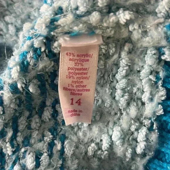 Justice Blue Fuzzy Sweater Hoodie Size 14 - Picture 6 of 7